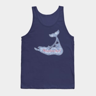 Preppy Navy Watercolor Chevron Nantucket Island Silhouette Tank Top